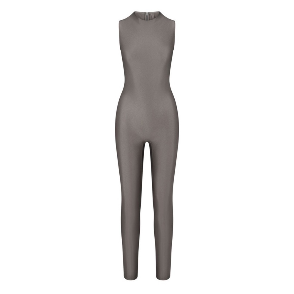 NTW SKIMS shine spandex jersey catsuit - Gray Chalk